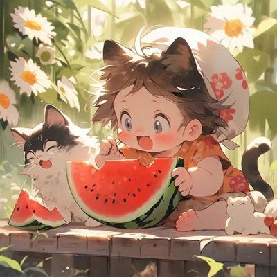 吃瓜儿童情侣头像,吃瓜儿童情侣头像背后的浪漫故事